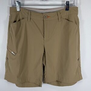 Orvis Womens Tan Hiking Shorts Size 6 Roll Up Tab Khaki Outdoor Trekking Pockets